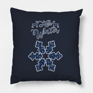 Hello Winter Holiday Christmas & Happy New Year Pillow