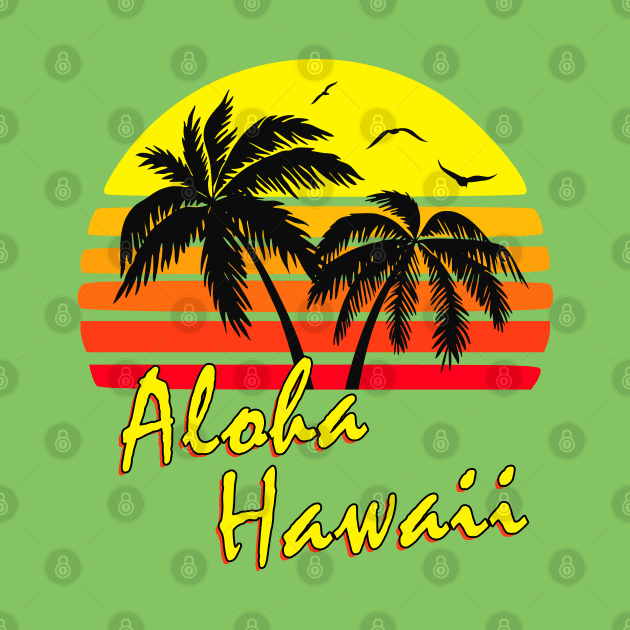 Aloha Hawaii Retro Sunset by Nerd_art