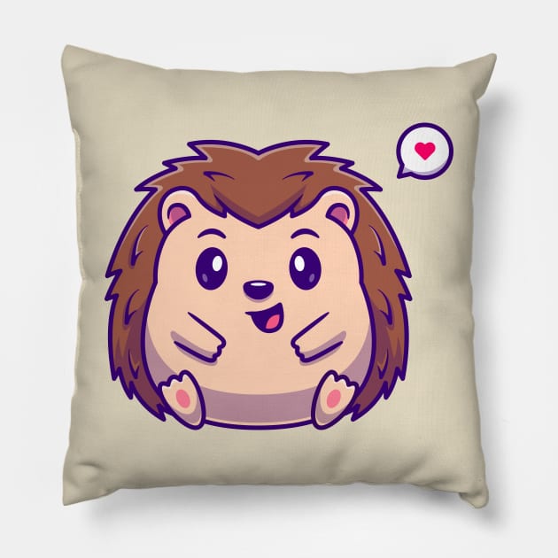 Cute Hedgehog Sitting Cartoon Pillow by Catalyst Labs