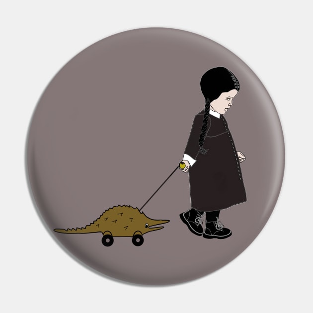 goth girl Walking the Alligator Pin by Chic and Geeks