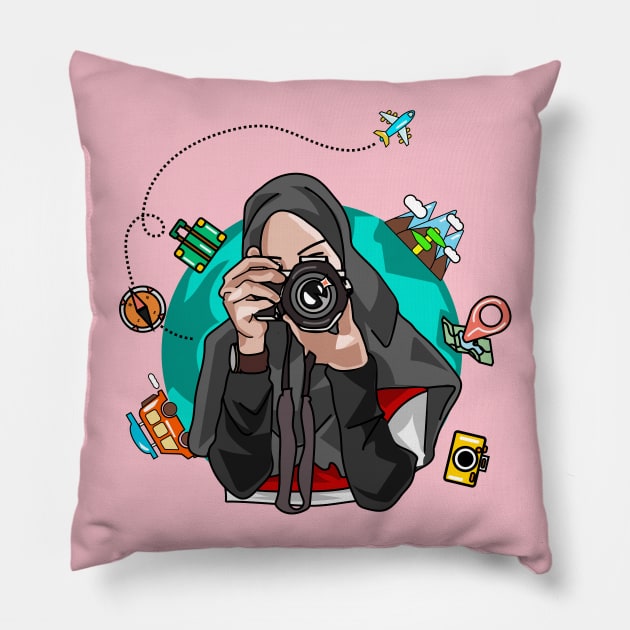 Hijab Traveller Pillow by CoretanVector