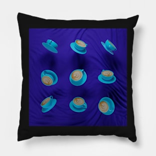 Blue Coffee Cups Pillow