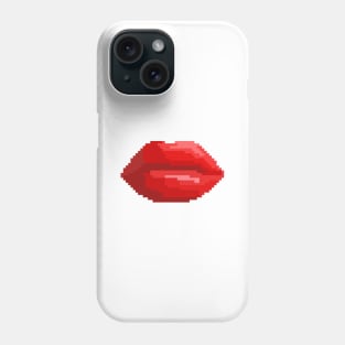 Closed red lips (Pixel Art) Phone Case