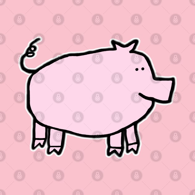 Soft Pink Pig Right by ellenhenryart