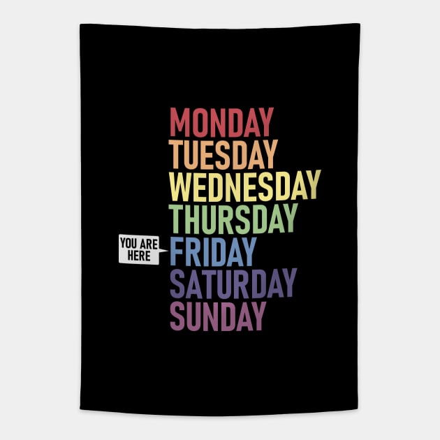 FRIDAY "You Are Here" Weekday Day of the Week Calendar Daily Tapestry by Decamega