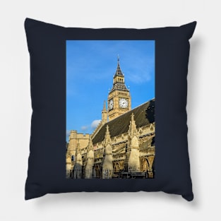 Big Ben Tower behind Westminster Abbey Pillow