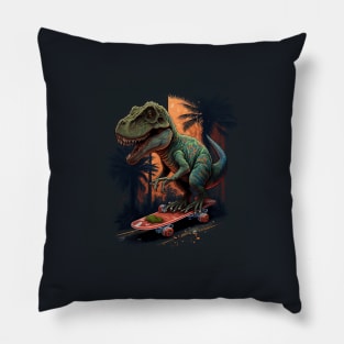 Skateboarding T-rex Dinosaur Pillow