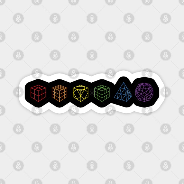 Rainbow Cube Lineup - Rubik's Cube Inspired Design for people who know How to Solve a Rubik's Cube Magnet by Cool Cube Merch