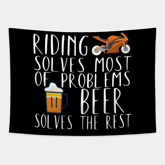 Motorcycle problems riding beer Tapestry by maxcode