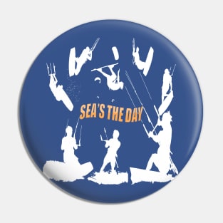 Kitesurfer Pattern White Silhouette Seas The Day Fun Pun 3 Pin