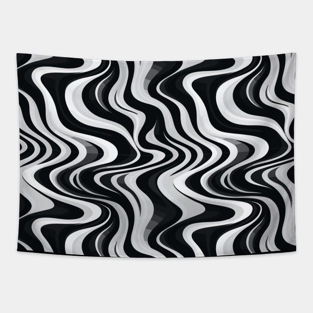 Monochrome Waves: Modern Abstract Ebb and Flow Tapestry by star trek fanart and more