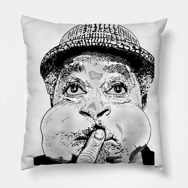 Inktober 2019 "Dizzy" Gillespie Pillow by freezethecomedian