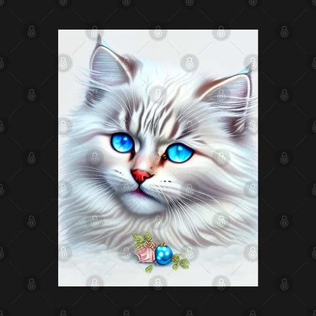 White Siberian Cat by Enchanted Reverie