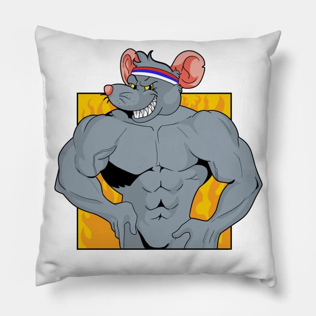 Gym rat fitness design Pillow by DRUEBLUE