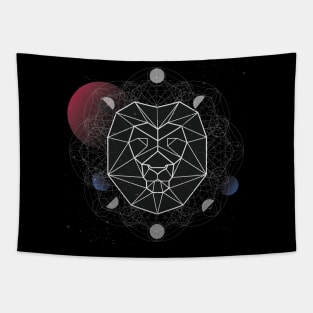 Geometric Lion Head Tapestry