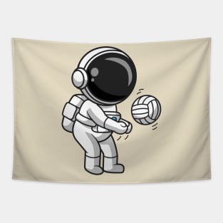 Cute Astronaut Playing Volley Ball Cartoon Tapestry