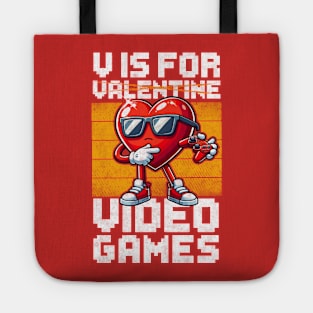 V Is For Video Games Funny Gamer Boys Valentines Day Kids Tote