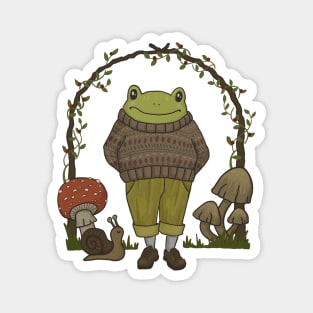 Toad in Grandpa Sweater: A Cute and Cozy Goblincore Nature Magnet