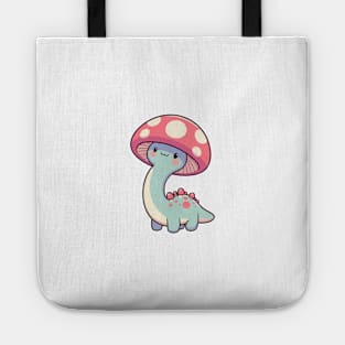 Kawaii simple Mushroom Hat Dinosaur Brontosaurus Tote