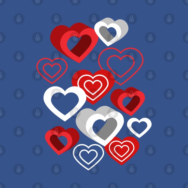 Love Hearts On Blue by Designoholic