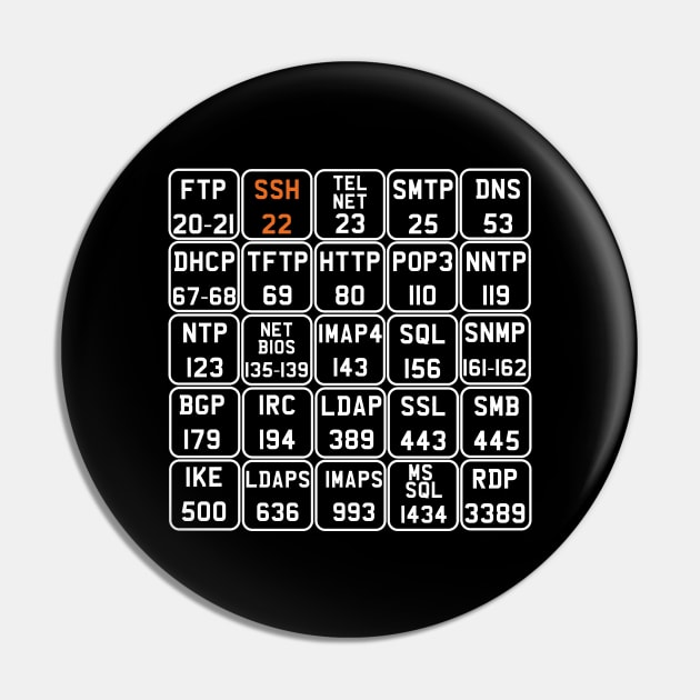 Hacker Port Numbers V2 Updated Pin by Cyber Club Tees