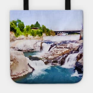 Spokane River Falls Watercolor Tote