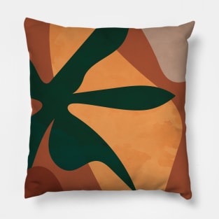 Abstract Bohemian Terracotta Plant in Earthy Tones Pillow