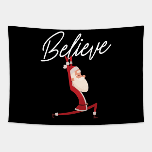 Funny Christmas Namasleigh Santa Believe Yoga Gift T-Shirt Tapestry