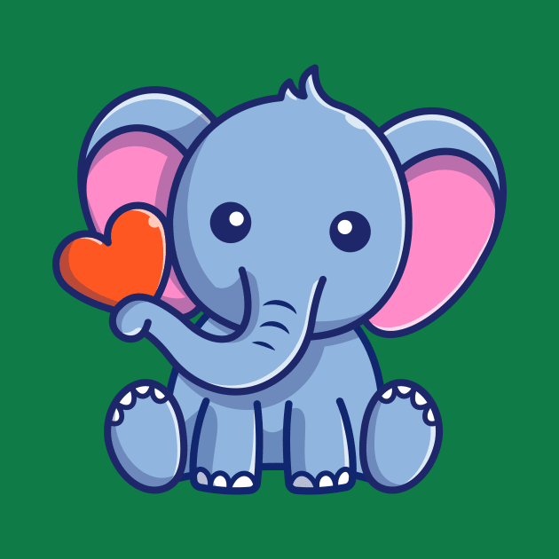 Cute Elephant Sitting With Love Cartoon by Catalyst Labs