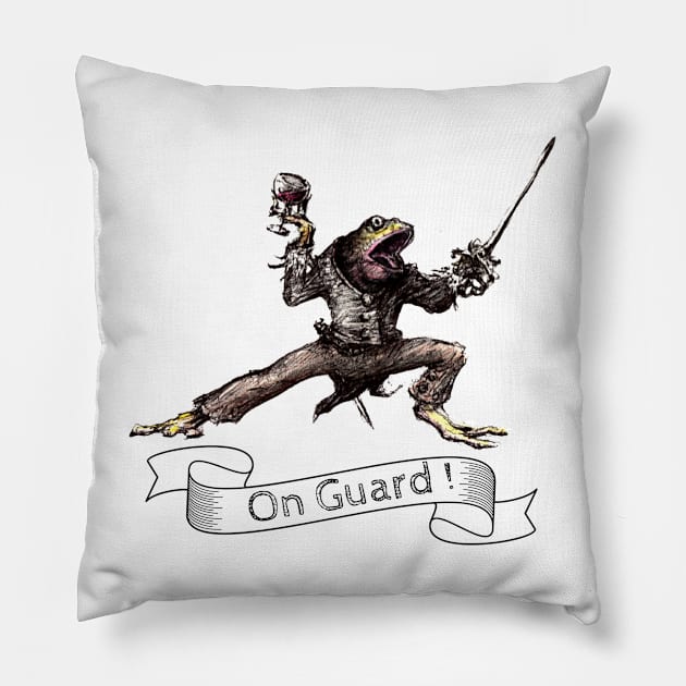 Fencing frog On guard ! 2 Pillow by artbyst