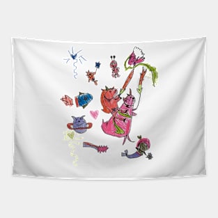 Unicorn Narwhal Galactic Party Tapestry