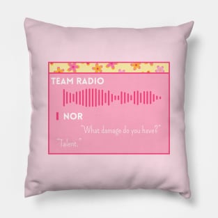 F1 Board Radio by Lando Norris Pillow