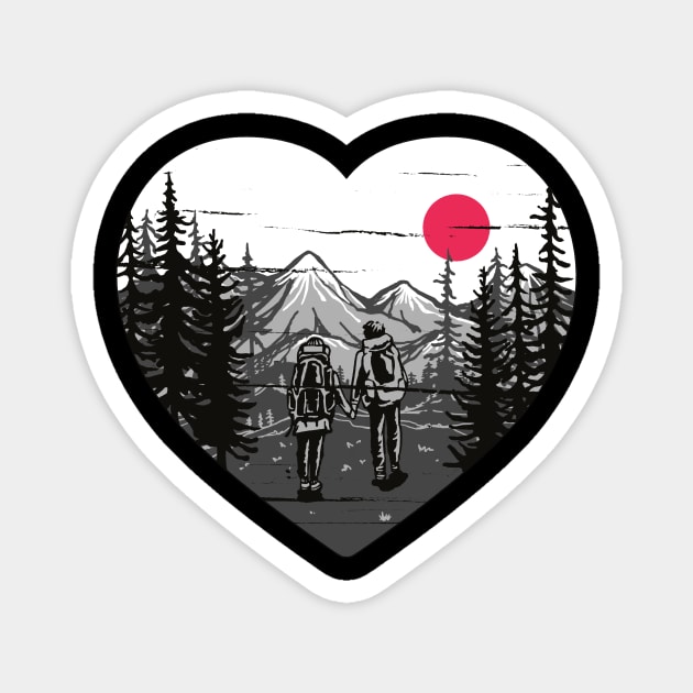 Hiking Couple Heart - Hiking Tshirt Magnet by Scipio