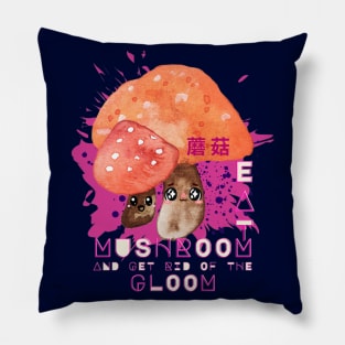 Orange X Pink Kawaii Mushrooms Pillow