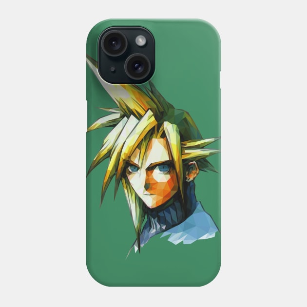 Cloud Strife Low Polygon Phone Case by TripleSArt