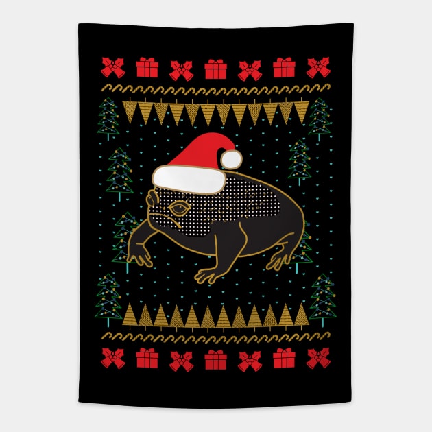 Black Desert Rain Frog Ugly Christmas Sweater Tapestry by okpinsArtDesign