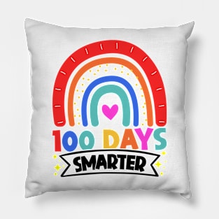 100th Days Smarter - Rainbow Design For Teachers, Educators, And Students Pillow