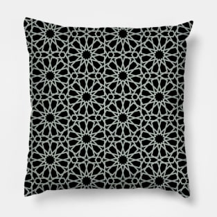 Black and Grey  Star Moroccan Star Pattern Pillow