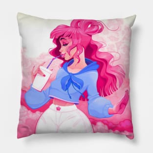 Pink Haired Girl Pillow