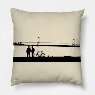 Two Men, a Bicycle and a Bridge Pillow