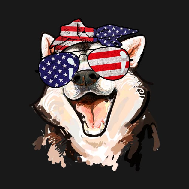 Siberian Husky American Flag Sunglasses July 4th by Simpsonfft