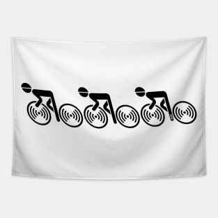 3 Racing Cyclists (Road Bike / Cycle Team / L<–R / Black) Tapestry