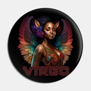 Black Virgo Zodiac Sign Woman Pin