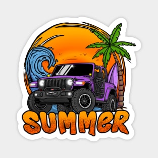 Purple Jeep Wrangler Summer Holiday Magnet