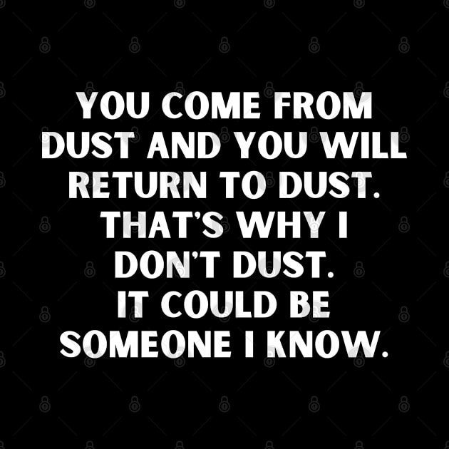 Dust Funny Saying by BuddyandPrecious