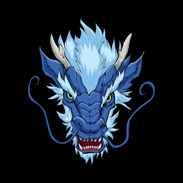 Chinese Dragon Head Blue by Malchev