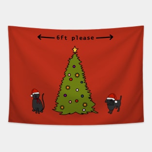 Funny Quarantine Quotes Christmas Tree Cat Dog Social Distancing Tapestry