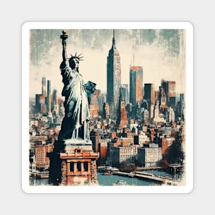 The Statue of liberty New York Abstract Cityscape Magnet