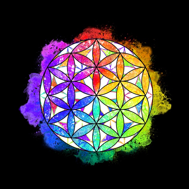 Rainbow Geometric Circle Flower Mandala - Overlap by CrystaLinaCrafts