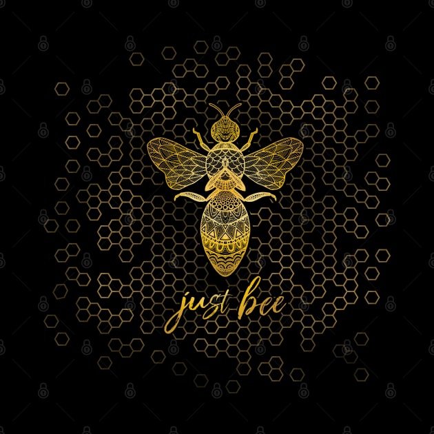 JUST BEE - Meditating Geometric Zen Bee by Jitterfly